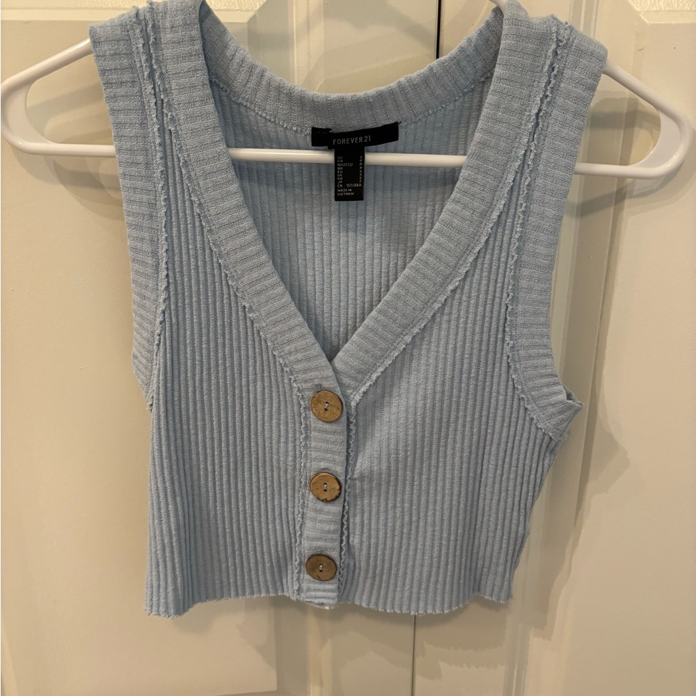 Baby blue knit tank top